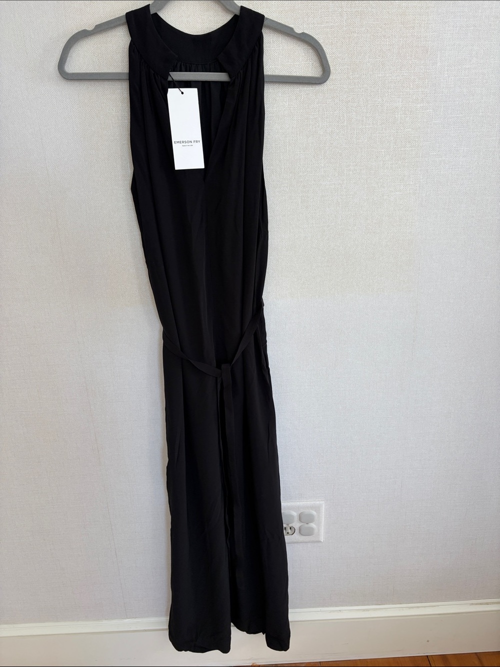 Emerson Fry Black Sleeveless Tie-Waist Jumpsuit